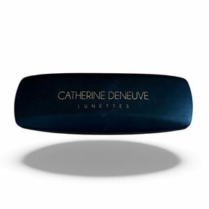 Catherine Deneuve Lunettes Clam Shell Hard Eyeglasses Case Black w/Gold Logo